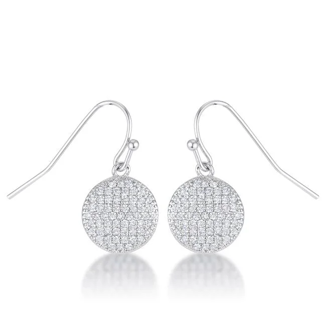 women's huggie earrings-Olva CZ Disk Drop Earrings | 0.6ct