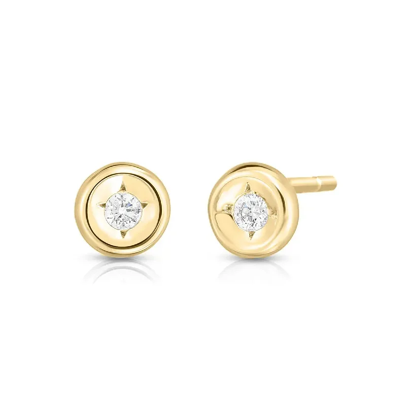 women's fashion earrings-18k Yellow Gold Diamond Round Cut Stud Earrings