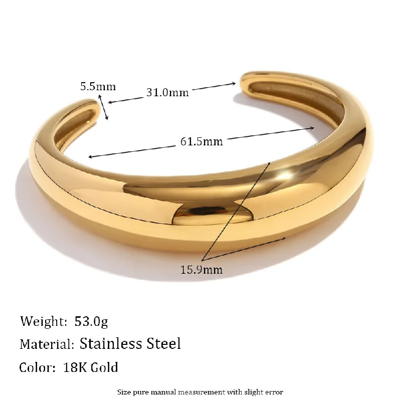 Classic Cast Smooth Open Bracelet - Gold