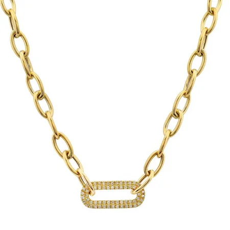 women's gold chain necklaces-14k Yellow Gold Diamond Paperclip Link Necklace