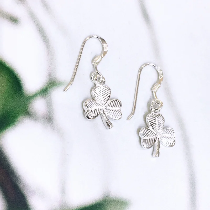 women's star earrings-Sterling Silver Shamrocks