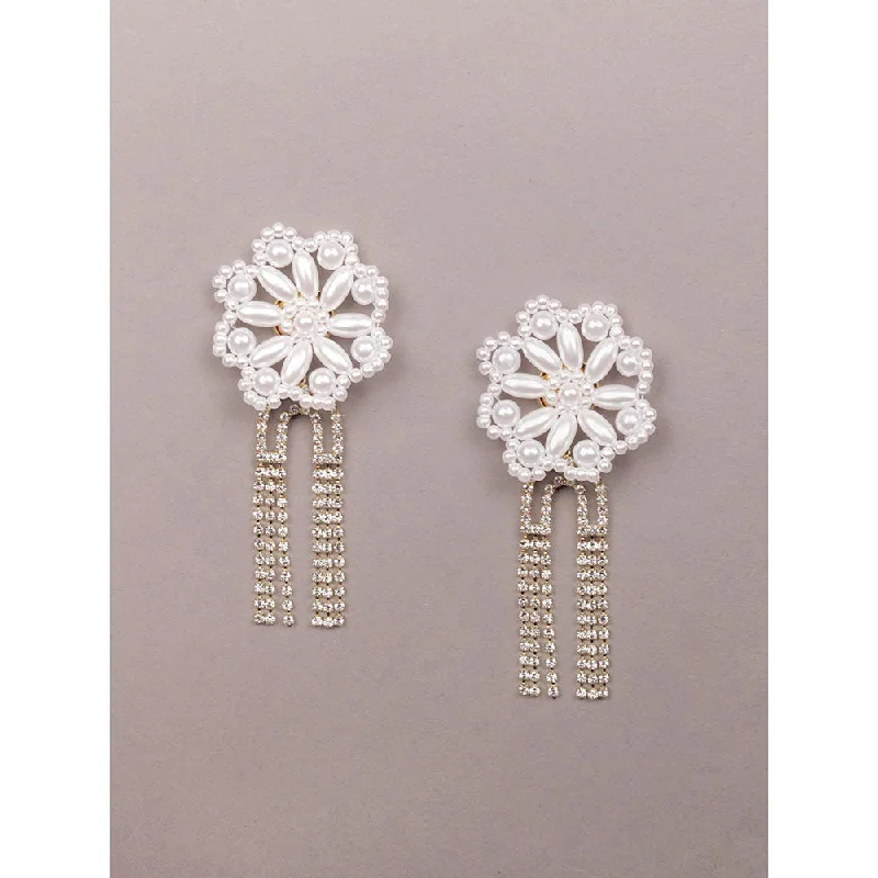 women's gold hoop earrings-Odette Floral Studded Statement Earrings