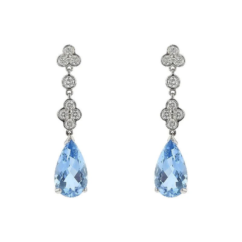 women's cubic zirconia earrings-Aquamarine and Diamond Lace Drop Earrings