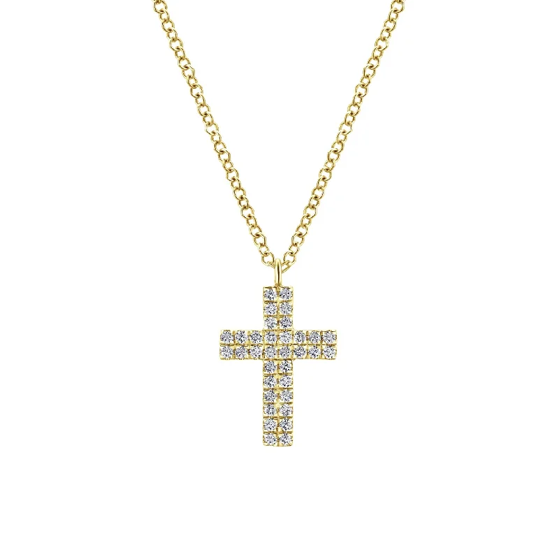 women's luxury necklaces-14K Yellow Gold Diamond Cross Necklace