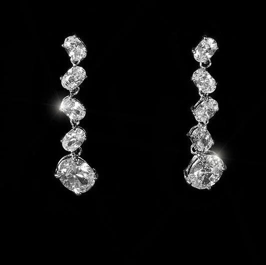 women's fashion stud earrings-Karina Cascade Oval Drop Dangle Earrings | 4ct