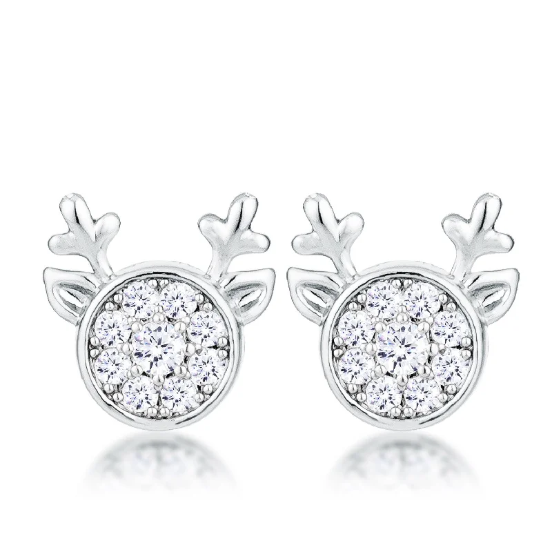 women's small hoop earrings-Nala Reindeer CZ Silver Earrings