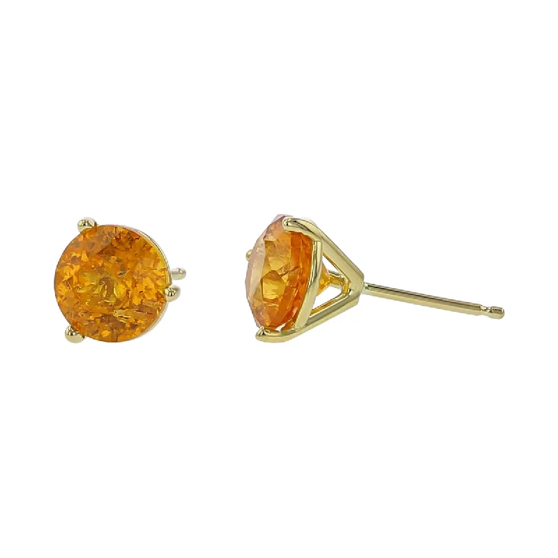 women's sterling silver earrings-18K Yellow Gold Spessartite Stud Earrings