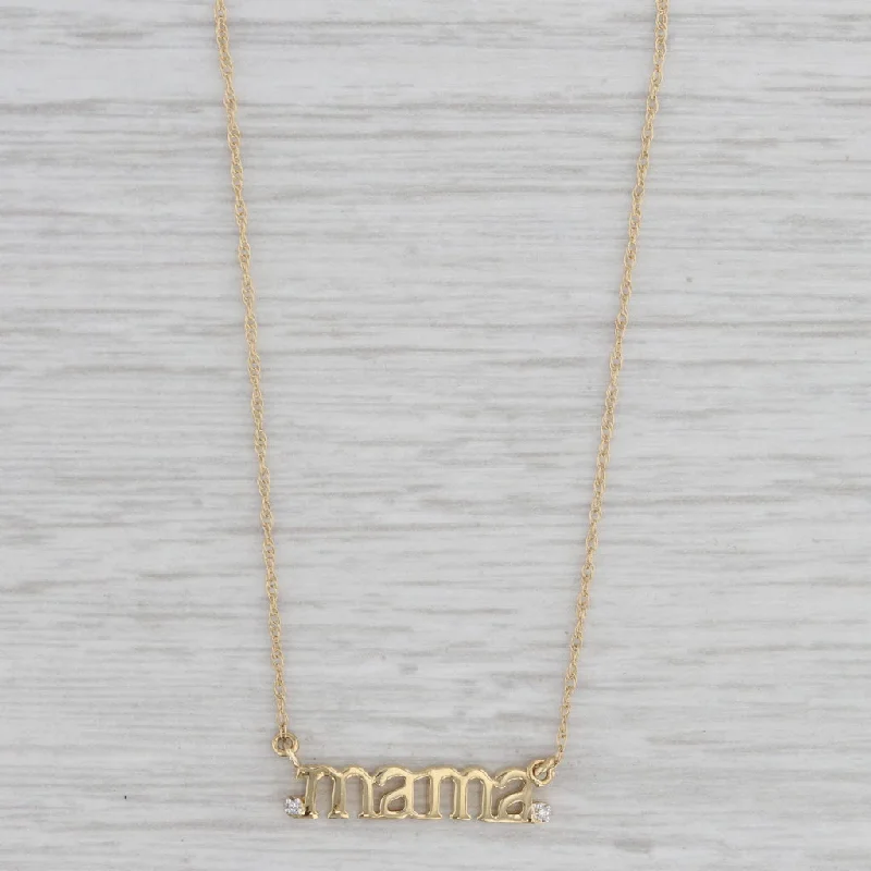 women's meaningful necklaces-New Diamond Mama Pendant Necklace 10k Yellow Gold Adjustable Rope Chain