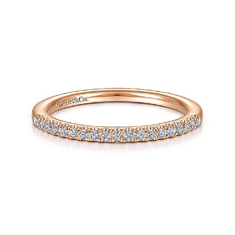 women's elegant engagement rings-14K Rose Gold Half Anniversary Diamond Wedding Band