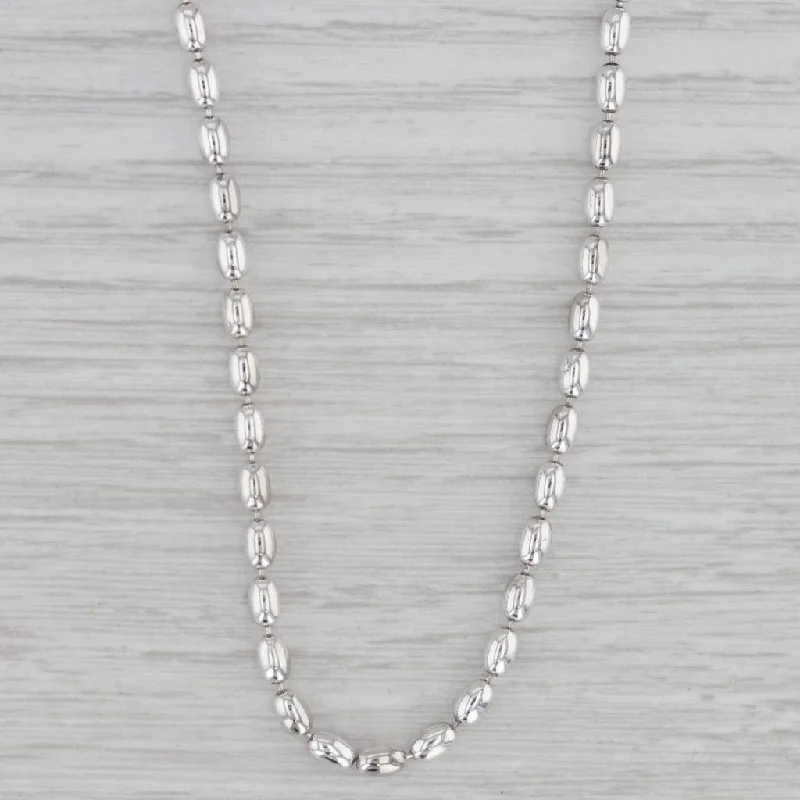 women's birthstone necklaces-Charleston Rice Bead Necklace Sterling Silver 19.75" 3mm Milor Italy