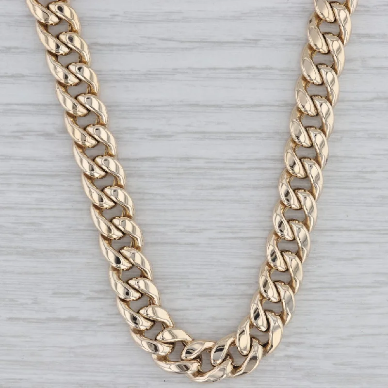 women's beaded necklaces-Cuban Curb Chain Necklace 10k Yellow Gold 22" 9.6mm Italian