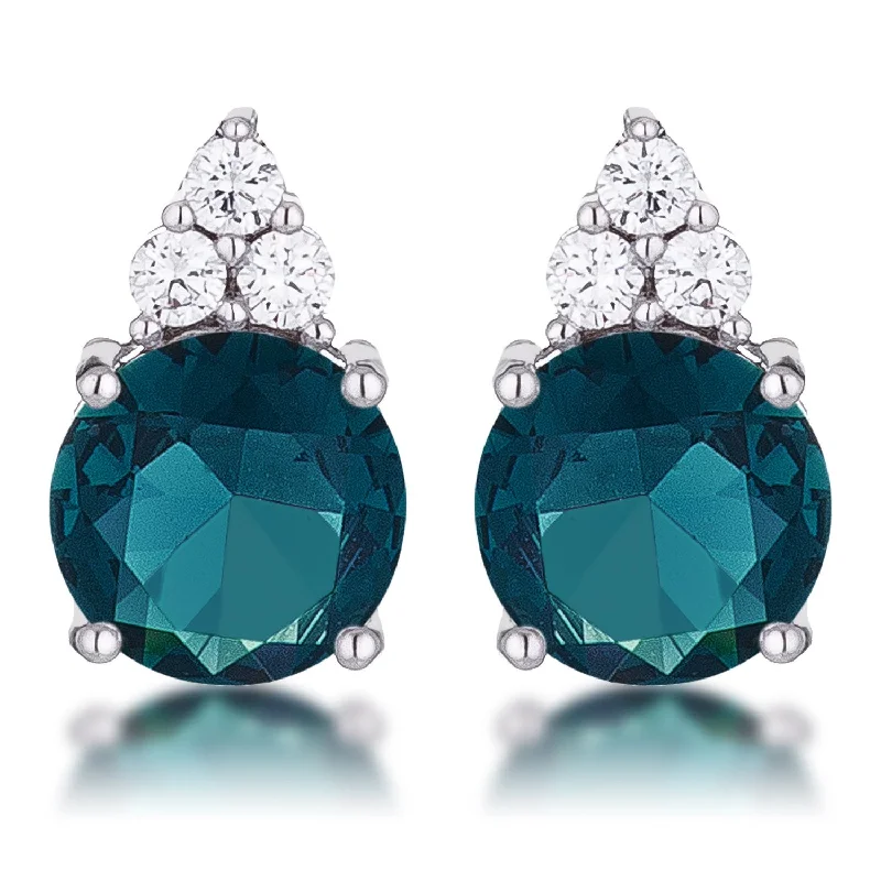 women's trendy earrings-Abigail Simple 9mm Blue Green Round Stud Earrings | 3.1ct