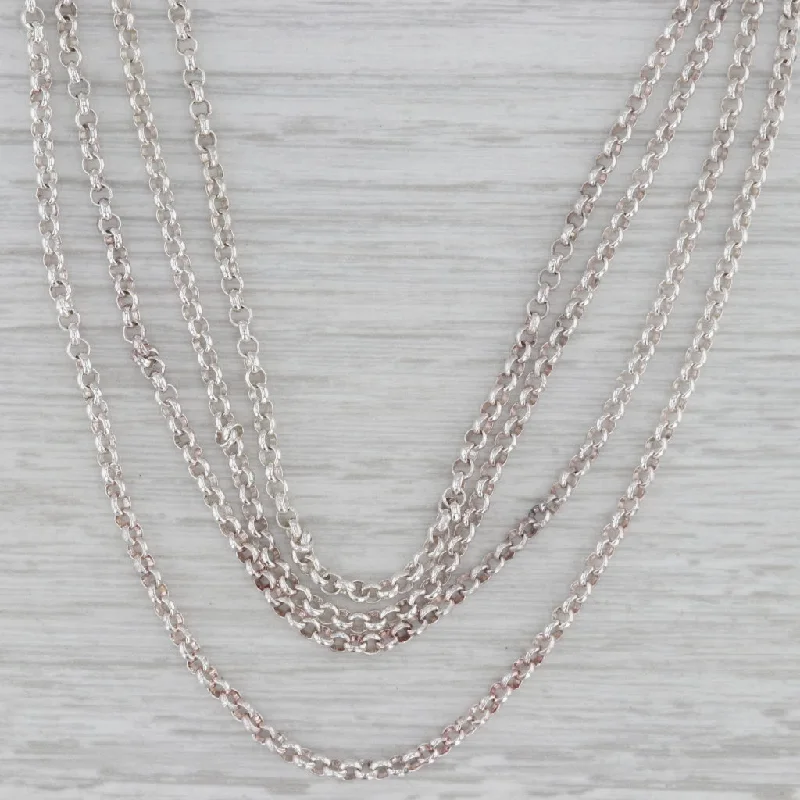 women's long necklaces-Milor Italy 4 Chain Rolo Chain Necklace Sterling Silver 18"