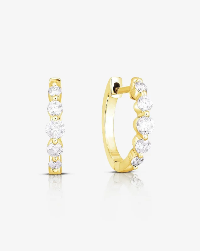 women's elegant earrings-Graduated Single Prong Diamond Huggies