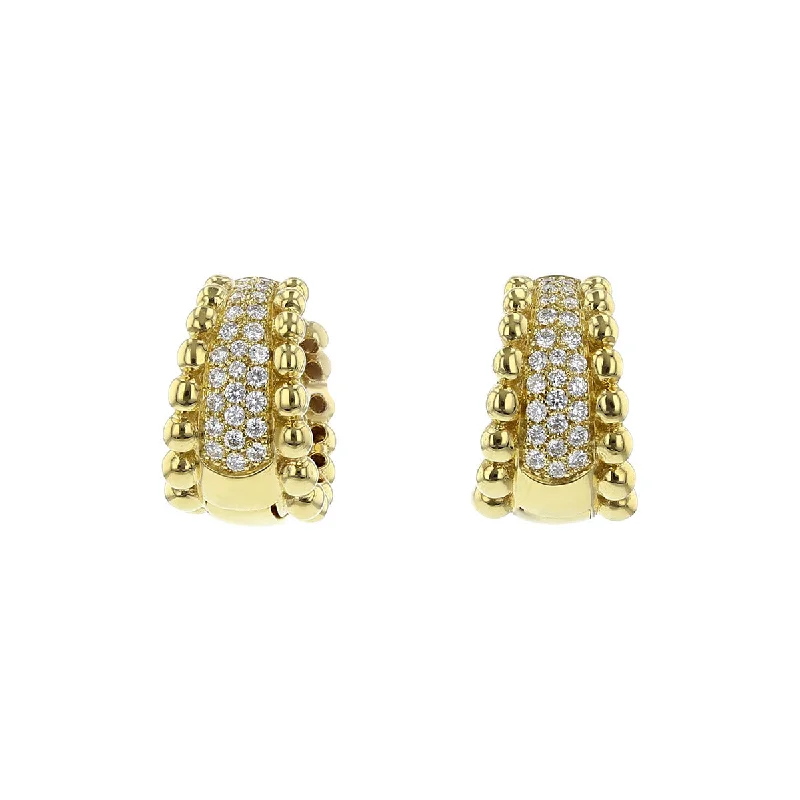 women's gold earrings-18K Yellow Gold Diamond Hoop Earrings