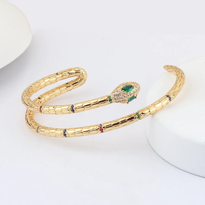 women's personalized bracelets-Women Diamond Metal Chinese Zodiac Animal Zircon Bangles