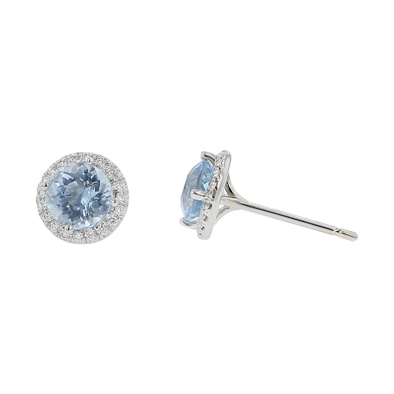 women's chandelier diamond earrings-Aquamarine Halo Earrings