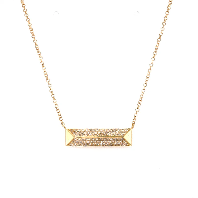 women's meaningful necklaces-14K Yellow Gold Diamond Rectangle Pyramid Necklace