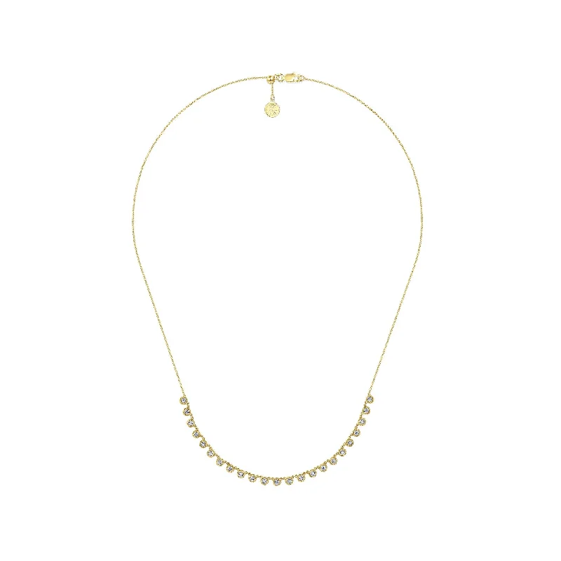 women's pearl and diamond necklaces-14K Yellow Gold Diamond Choker Adjustable Necklace