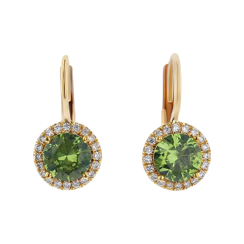 women's silver diamond earrings-20K Rose Gold Demantoid and Diamond Halo Earrings