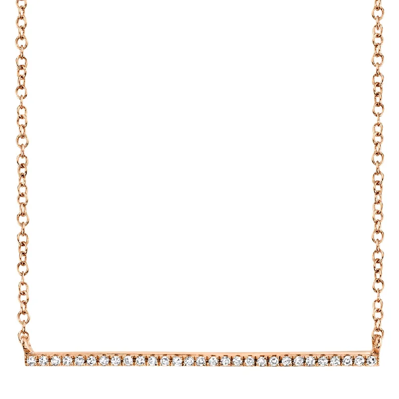 women's nature-inspired necklaces-14K Rose Gold Diamond Bar Necklace