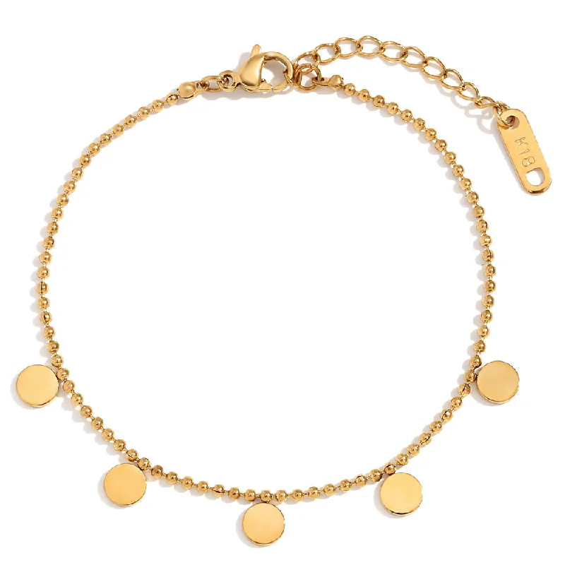 Round bead chain small circular bracelet - gold