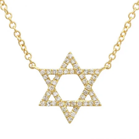 women's vintage necklaces-14K Yellow Gold Star Of David Diamond Necklace