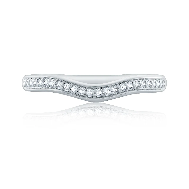 women's pear-shaped engagement rings-A.Jaffe Signature Contoured Shared Prong Set Diamond Wedding Band MRS692/14