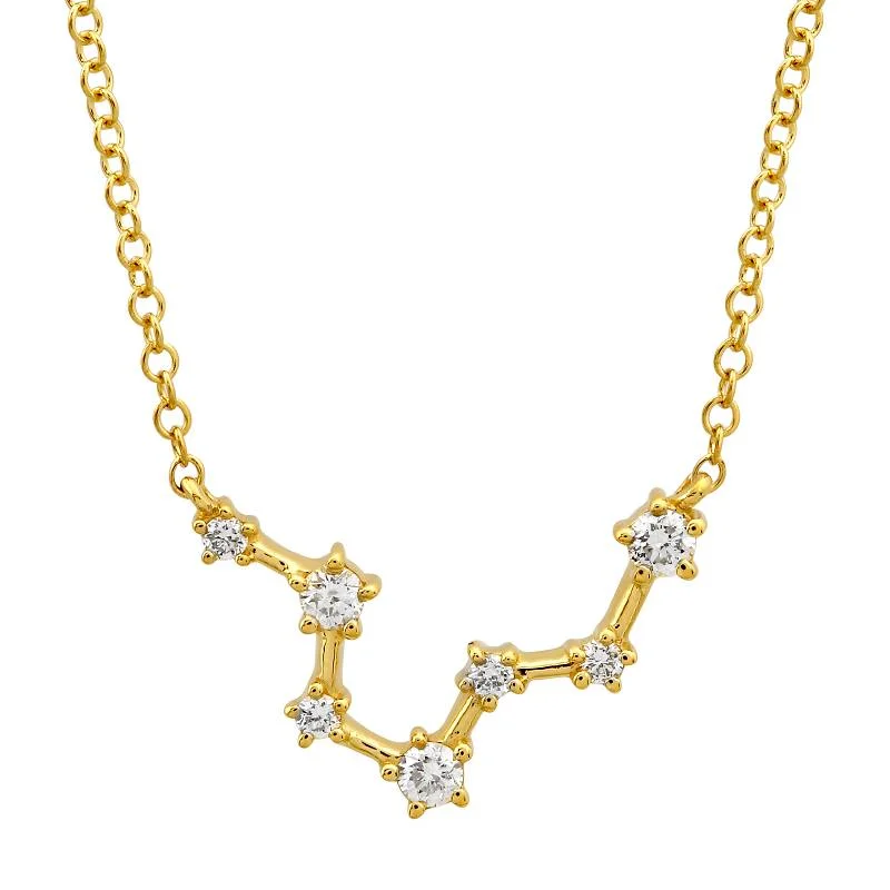 women's adjustable necklaces-14k Yellow Gold Diamond Constellation Necklace: Pisces (Small)