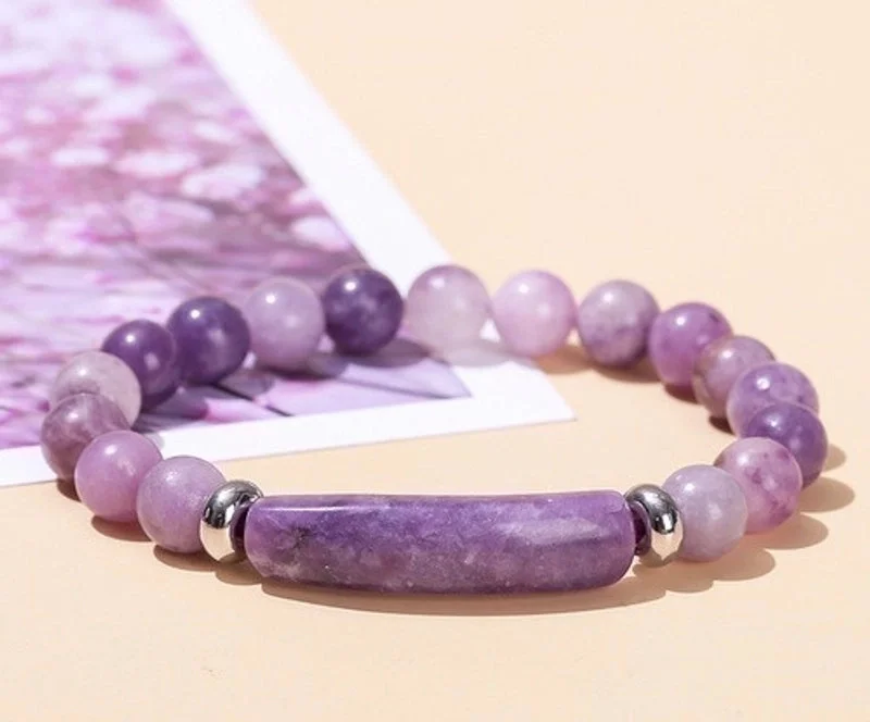 Natural Domestic Purple Mica Bridge Bracelet|8mm Long Tube 10 * 39mm