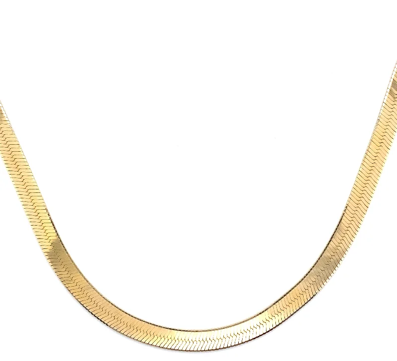 women's sterling silver necklaces-14K Yellow Gold Herringbone Necklace