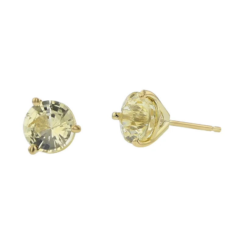 women's fashion earrings-18K Yellow Gold Yellow Sapphire Stud Earrings