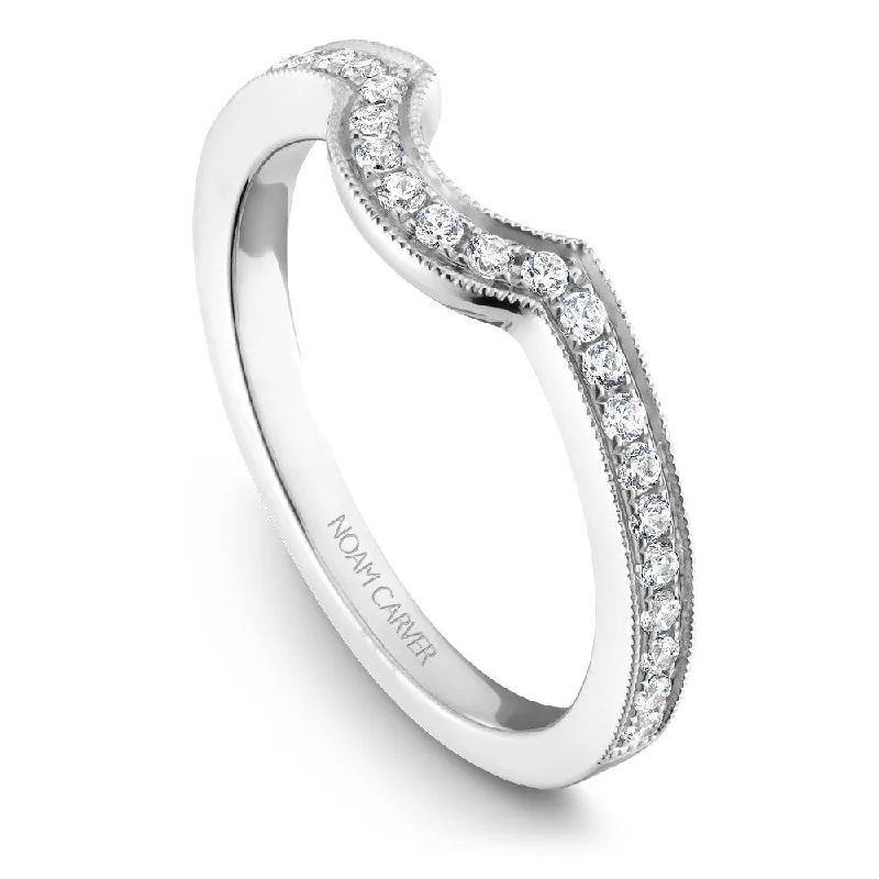 women's engraved gold engagement rings-Noam Carver Micro Pavé Diamond Wedding Band B025-02B