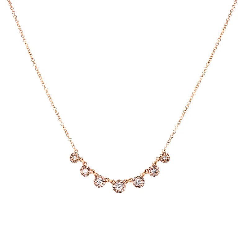 women's personalized necklaces-14K Rose Gold 7 Diamond Cluster Necklace