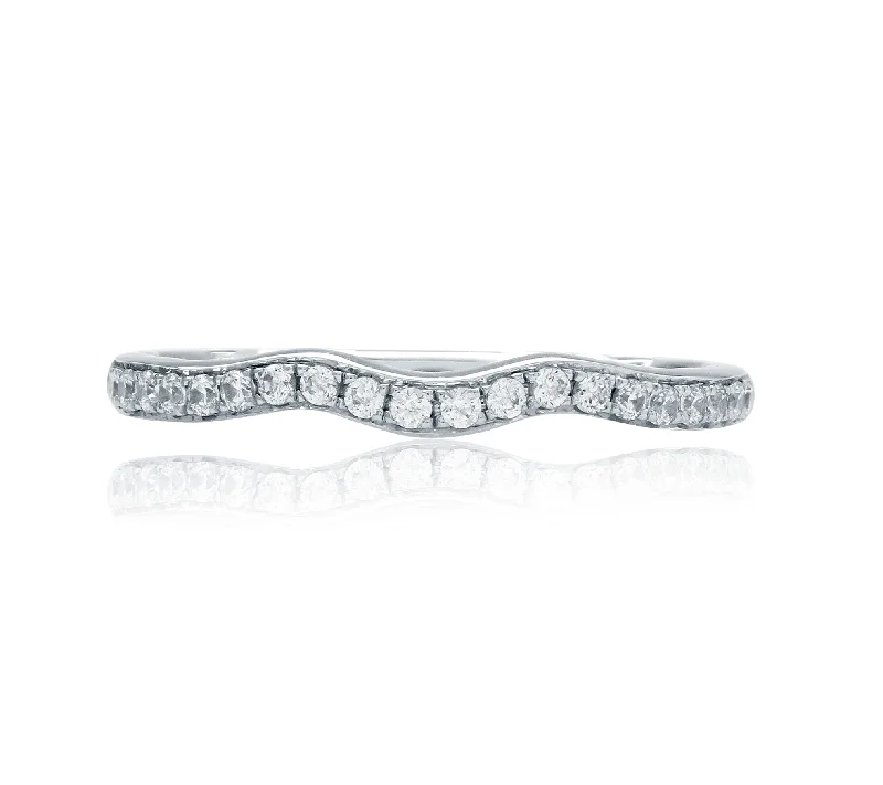 women's luxury engagement rings-A.Jaffe Contoured Prong Set Diamond Quilted Wedding Band MR2043Q/20