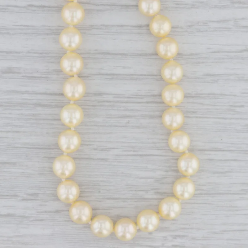 women's geometric necklaces-Cultured Cream Pearl Bead Strand Necklace 14k Yellow Gold 19.75"