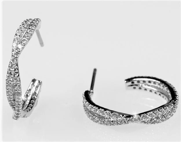 women's butterfly drop earrings-Jennis Twist CZ Hoop Earrings | 2ct | 20mm