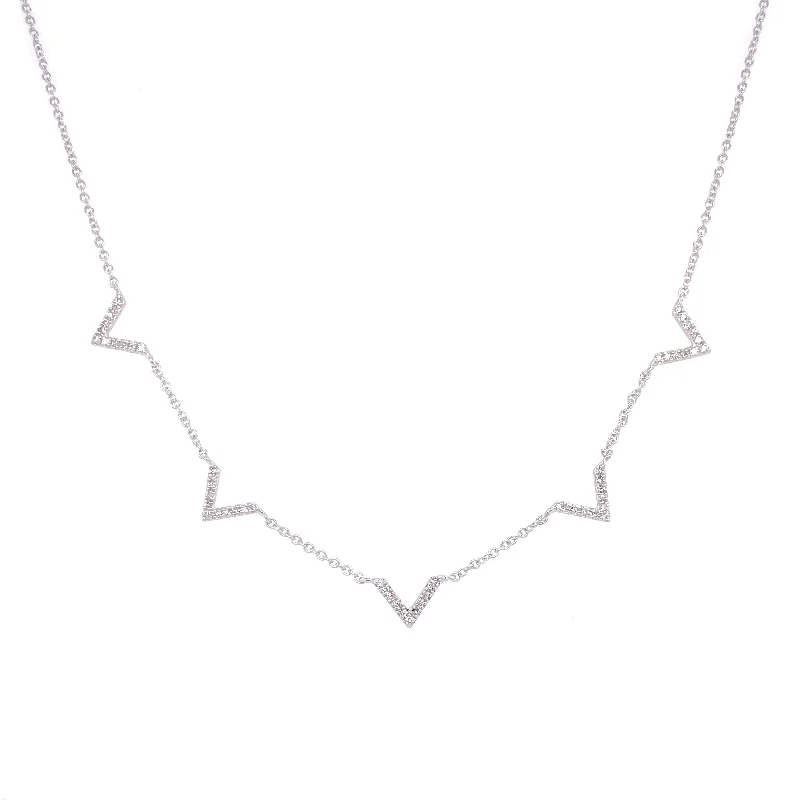 women's friendship necklaces-14K White Gold Diamond V Necklace