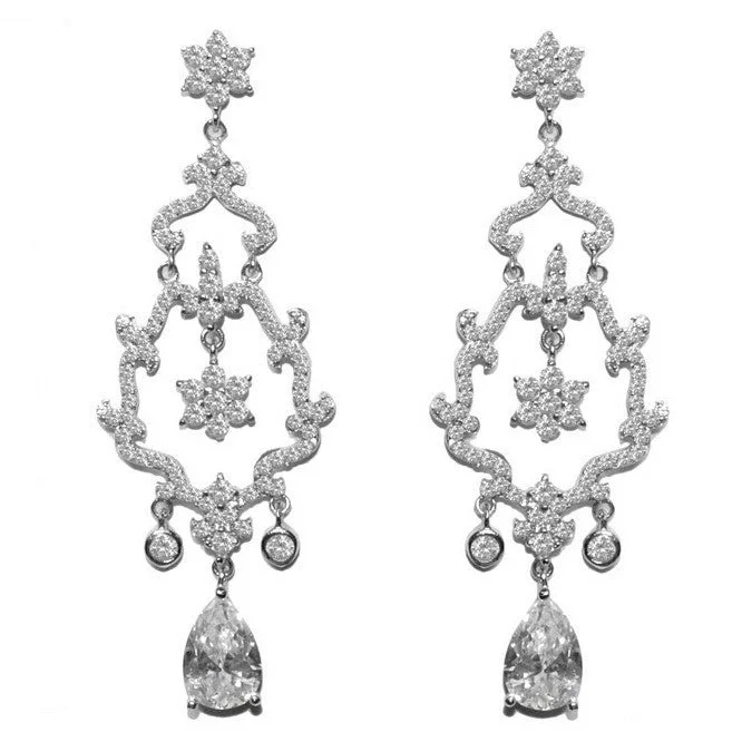 women's moonstone earrings-Ladda Vintage CZ Chandelier Earrings