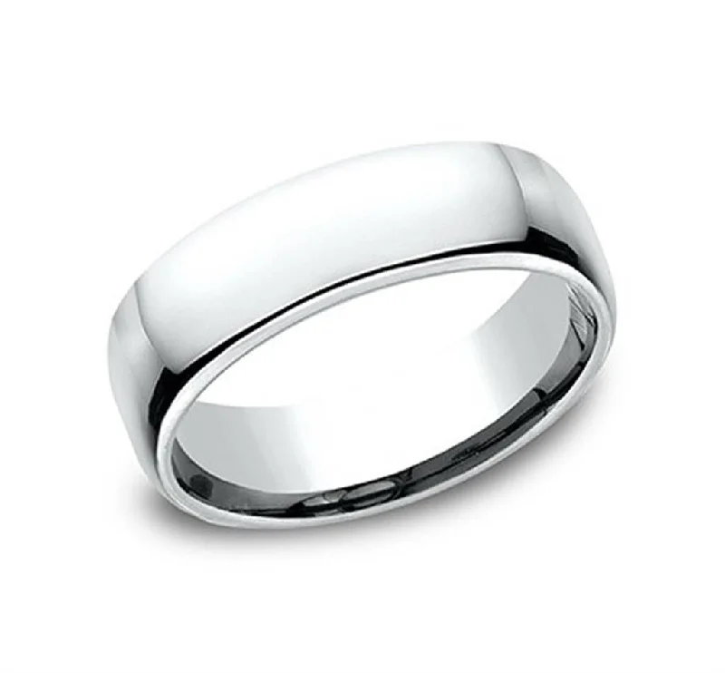 women's stylish engagement rings-14K White Gold 6.5mm Euro Comfort Fit Straight Wedding Band