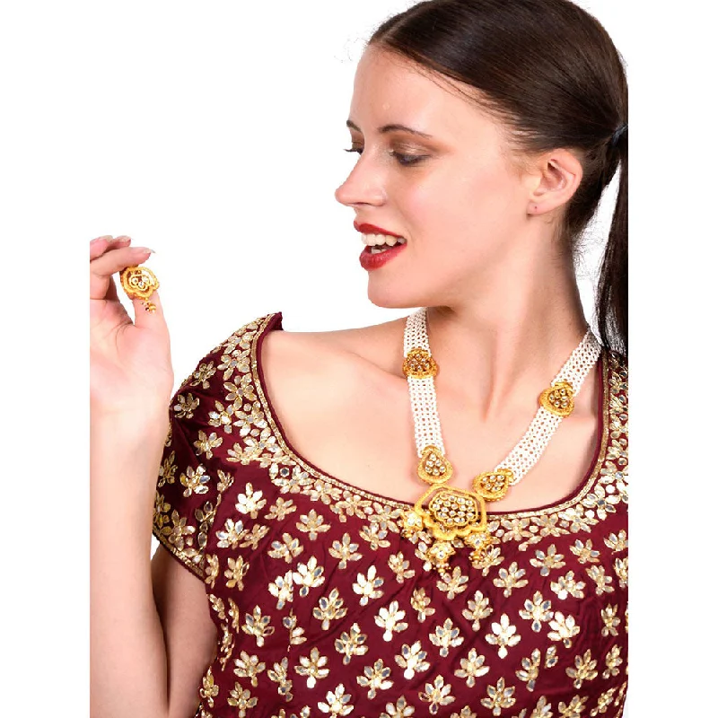 women's large hoop earrings-Odette Ancient semiprecious kundan & pearl choker with earrings