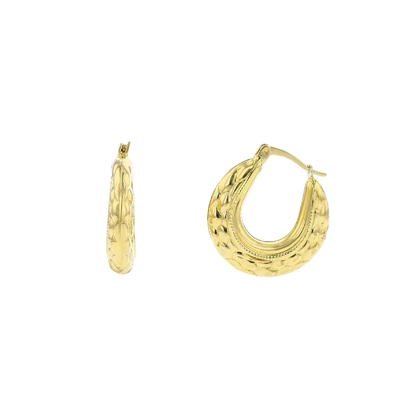 women's hoop earrings-18K Yellow Gold Shrimp Hoop Earrings