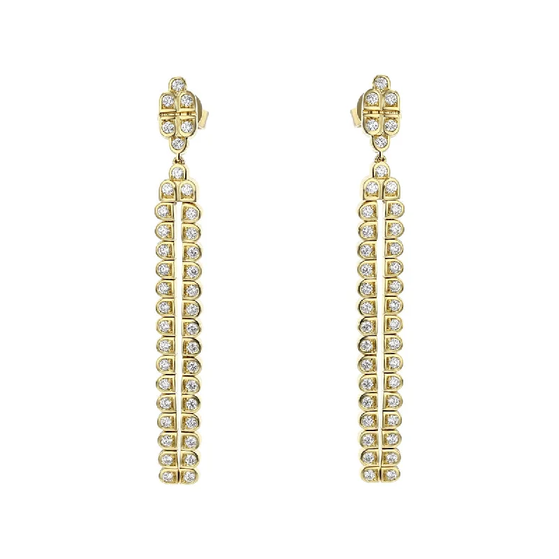 women's minimalistic earrings-Artisan Pave Scallop Deco Drop Earrings