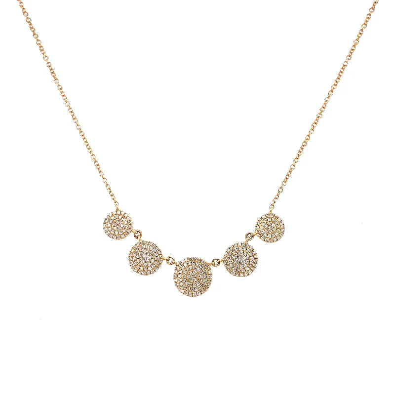 women's pearl necklaces-14K Yellow Gold Diamond Disc Necklace