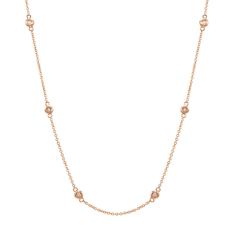 women's boho necklaces-14k Rose Gold Diamonds by the Yard Necklace