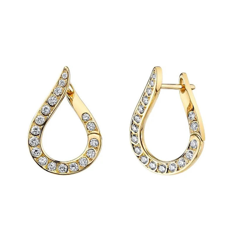 women's stud earrings-18K Yellow Gold Dew Drop Scallop Diamond Earrings