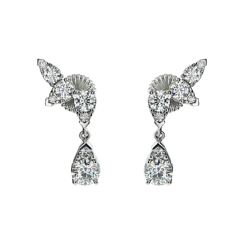 women's colorful earrings-Aerial Diamond Drop Ear Vine Earrings