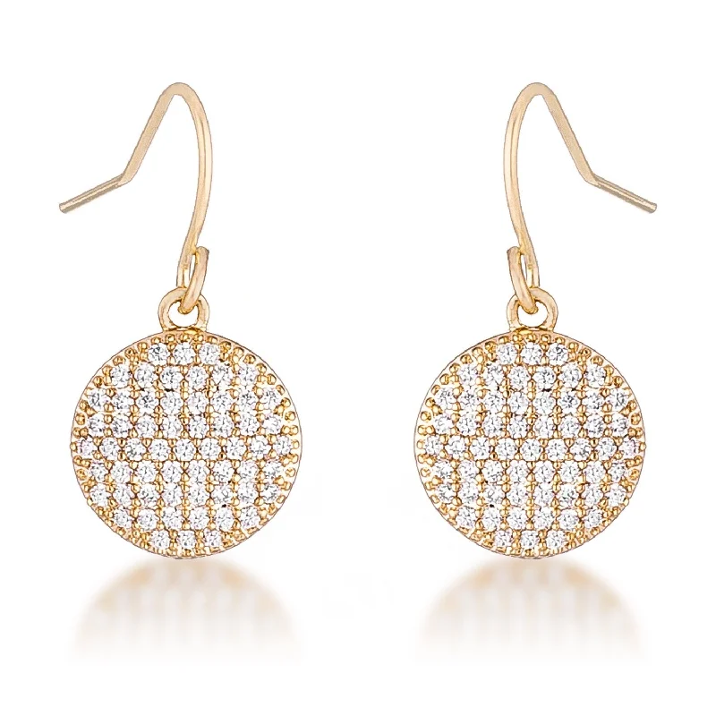 women's stylish earrings-Olva CZ Disk Gold Earrings | 0.6ct