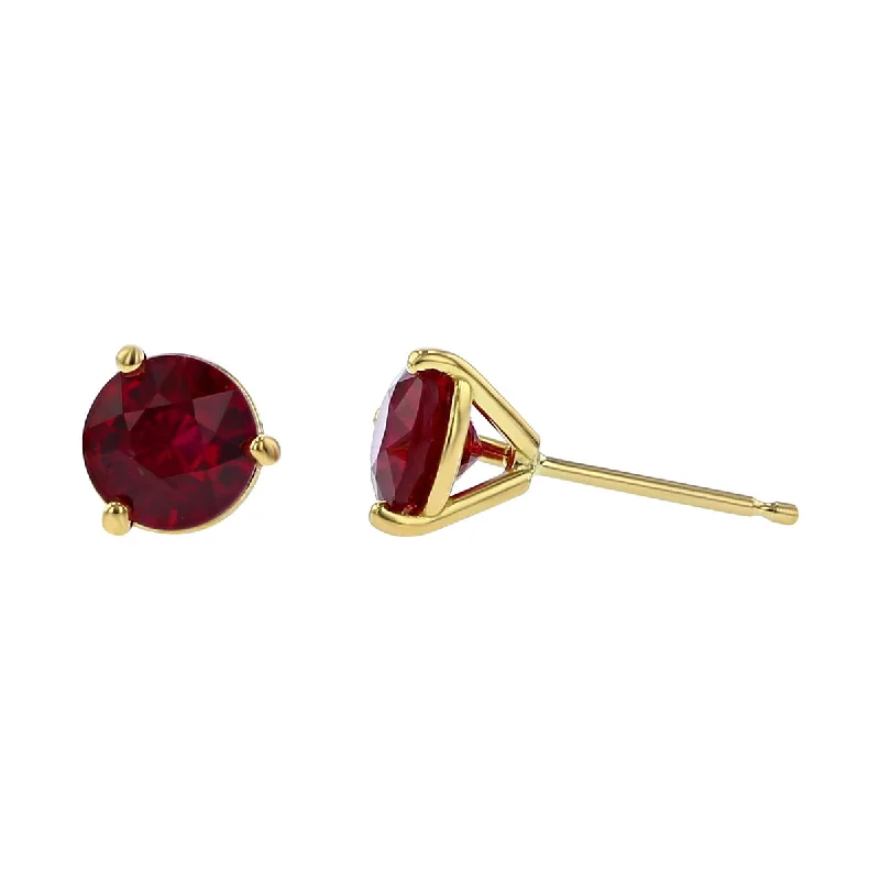 women's hoop earrings with diamonds-18K Yellow Gold Madagascar Ruby Stud Earrings