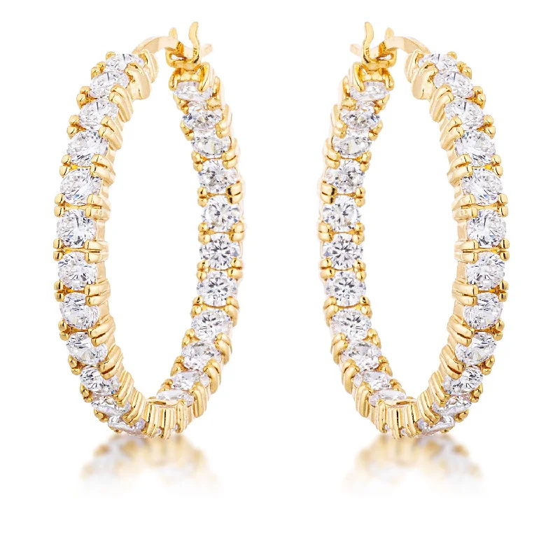 women's bohemian earrings-Abella Round Eternity Gold Hoop Earrings | 5.5ct